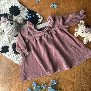 Quincy Mae Velour Baby Dress Fig✨🌸